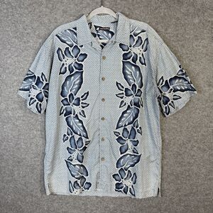 ferruche 100% Cotton Mens Short Sleeve button‎ Up Shirt Blue/White Size L